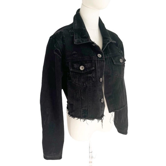 Ci Sono Jean Jacket Cropped Distressed Jeans Coat - Picture 11 of 11